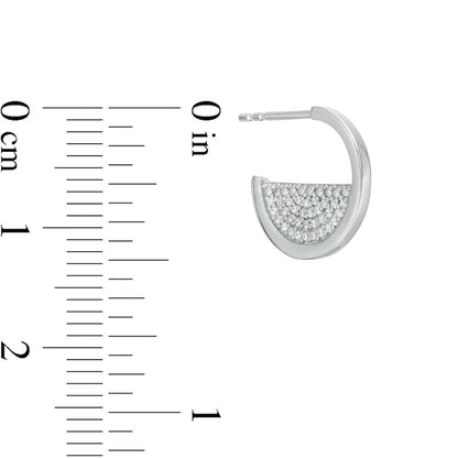 0.1 CT. T.W. Diamond Half Circle Hoop Earrings in 10K White Gold