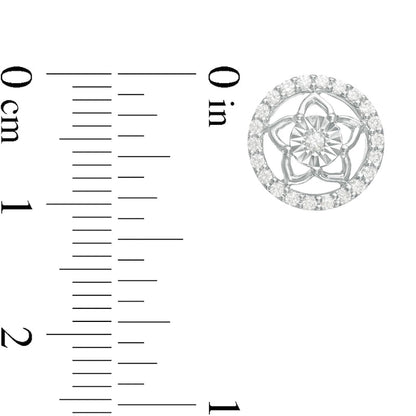 0.33 CT. T.W. Diamond Circle Frame Flower Stud Earrings in 14K White Gold