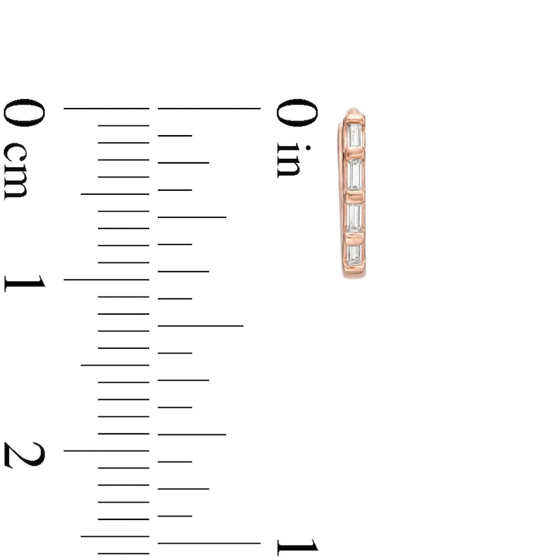 0.1 CT. T.W. Baguette Diamond Hoop Earrings in 10K Rose Gold