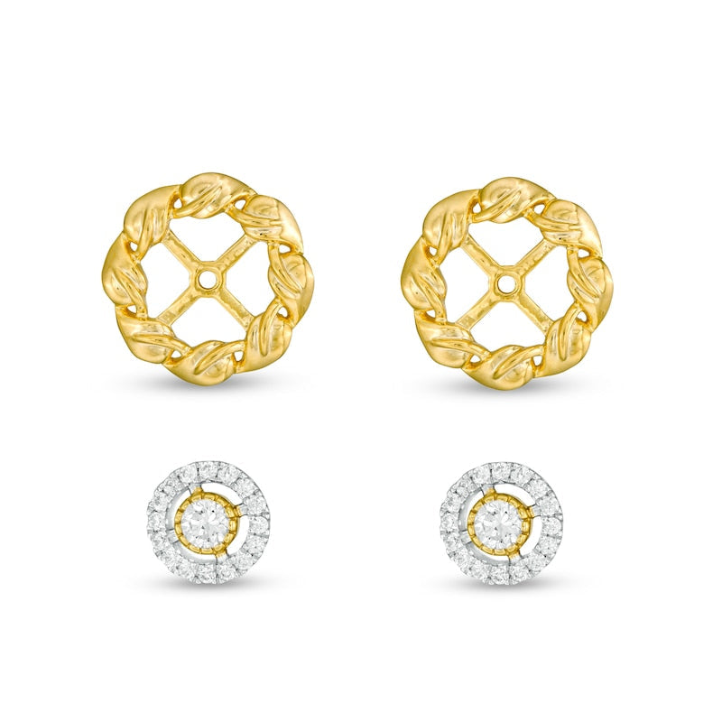 0.33 CT. T.W. Diamond Flower Frame Stud Earrings and Jacket Set in 10K Gold