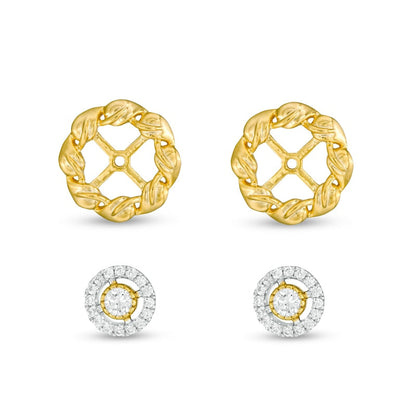 0.33 CT. T.W. Diamond Flower Frame Stud Earrings and Jacket Set in 10K Gold