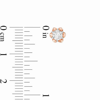 0.07 CT. T.W. Diamond Solitaire Flower Stud Earrings in Sterling Silver with 14K Rose Gold Plate