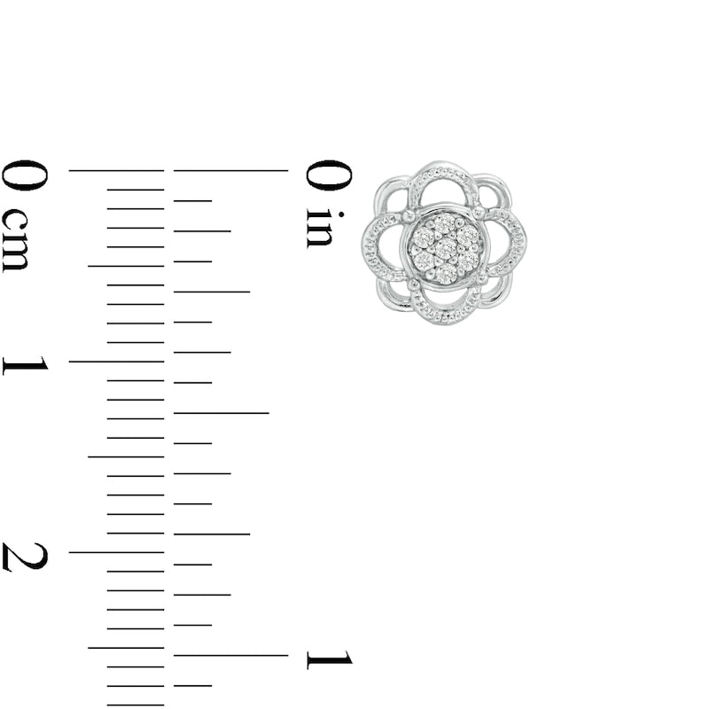 0.07 CT. T.W. Composite Diamond Vintage-Style Flower Stud Earrings in 10K White Gold