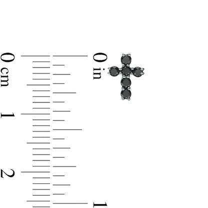 0.33 CT. T.W. Enhanced Black Diamond Cross Stud Earrings in 10K White Gold