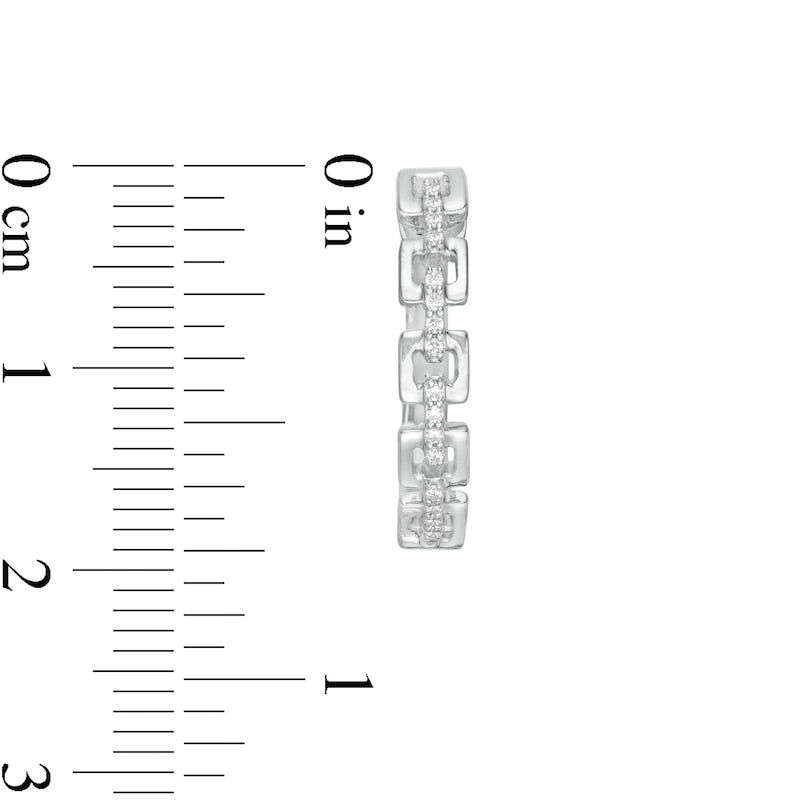 0.07 CT. T.W. Diamond Square Chain Link Hoop Earrings in 10K White Gold