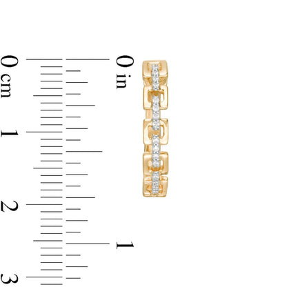 0.07 CT. T.W. Diamond Square Chain Link Hoop Earrings in 10K Gold