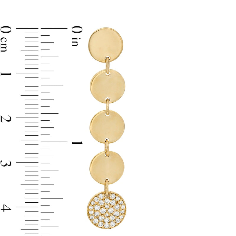 0.38 CT. T.W. Composite Diamond Multi-Row Disc Dangle Drop Earrings in 10K Gold