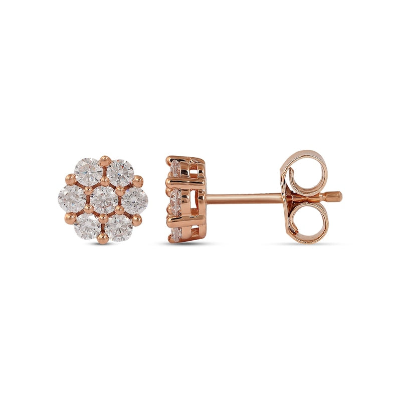 0.33 CT. T.W. Composite Diamond Flower Stud Earrings in 10K Rose Gold