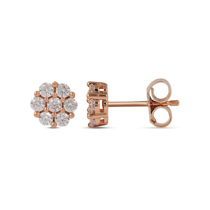 0.33 CT. T.W. Composite Diamond Flower Stud Earrings in 10K Rose Gold