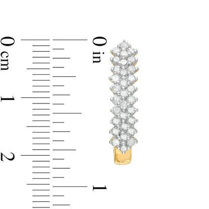 1 CT. T.W. Diamond Shadow Hoop Earrings in 10K Gold