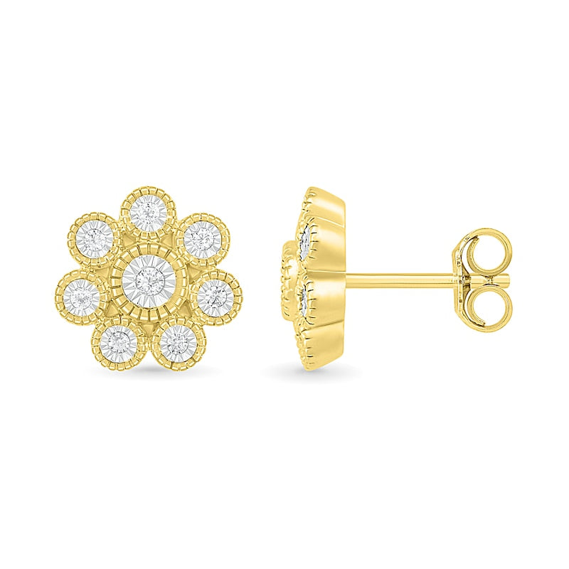 0.1 CT. T.W. Composite Diamond Flower Stud Earrings in 10K Gold