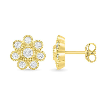 0.1 CT. T.W. Composite Diamond Flower Stud Earrings in 10K Gold