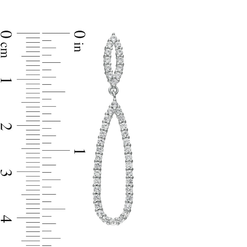 White Lab-Created Sapphire Open Marquise and Elongated Teardrop Earrings in Sterling Silver