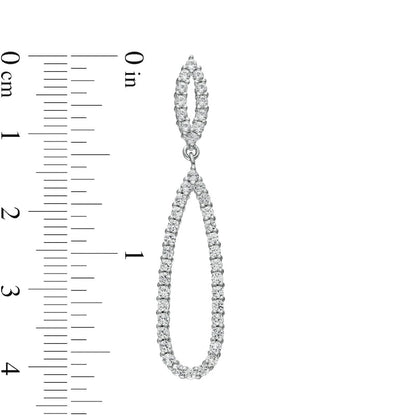 White Lab-Created Sapphire Open Marquise and Elongated Teardrop Earrings in Sterling Silver