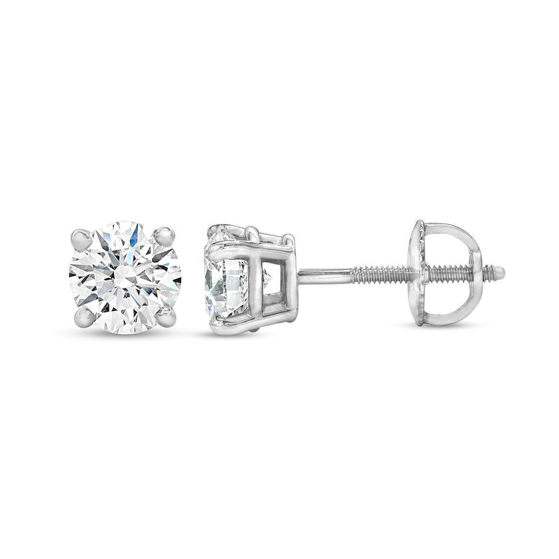 0.38 CT. T.W. Certified Diamond Solitaire Stud Earrings in 14K White Gold (J/VS2)