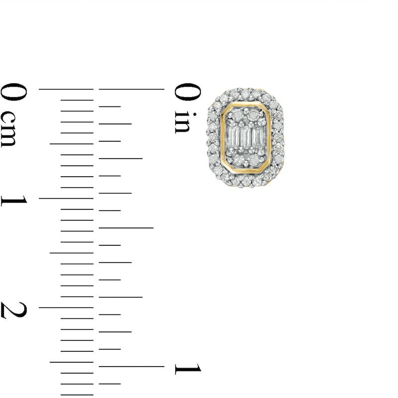 0.33 CT. T.W. Composite Diamond Elongated Octagon Frame Stud Earrings in 10K Gold