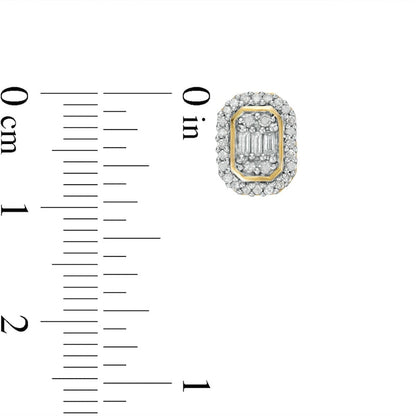 0.33 CT. T.W. Composite Diamond Elongated Octagon Frame Stud Earrings in 10K Gold