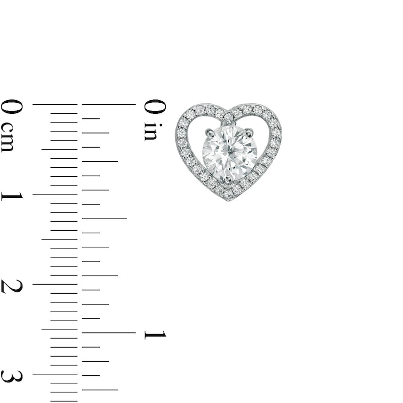 White Lab-Created Sapphire Heart Stud Earrings in Sterling Silver