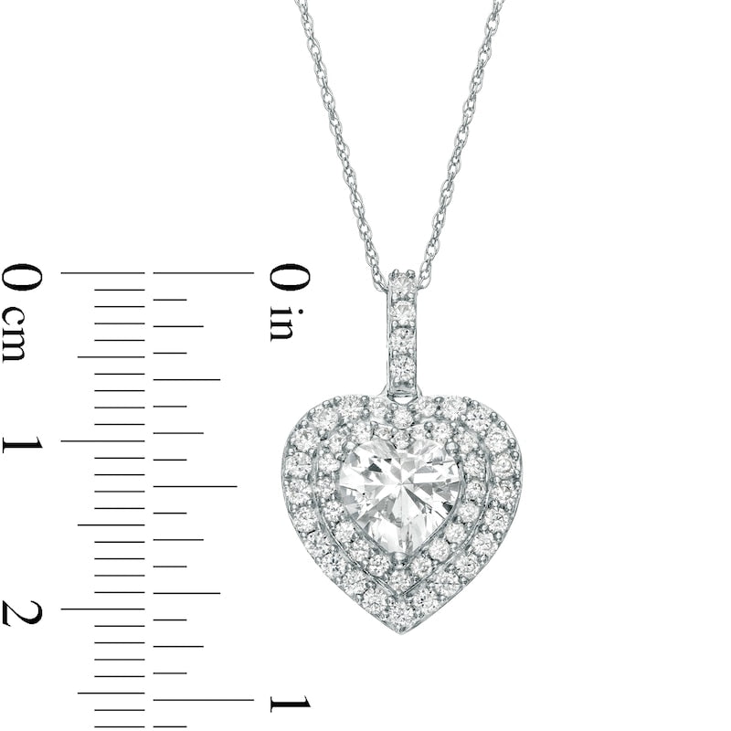 White Lab-Created Sapphire Heart Pendant in Sterling Silver