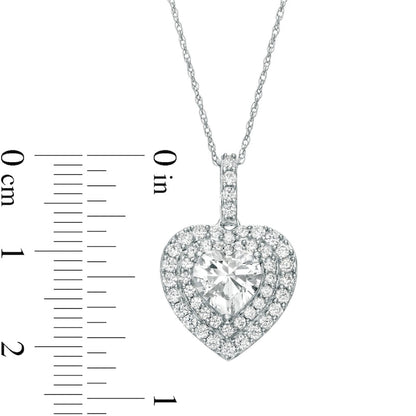 White Lab-Created Sapphire Heart Pendant in Sterling Silver