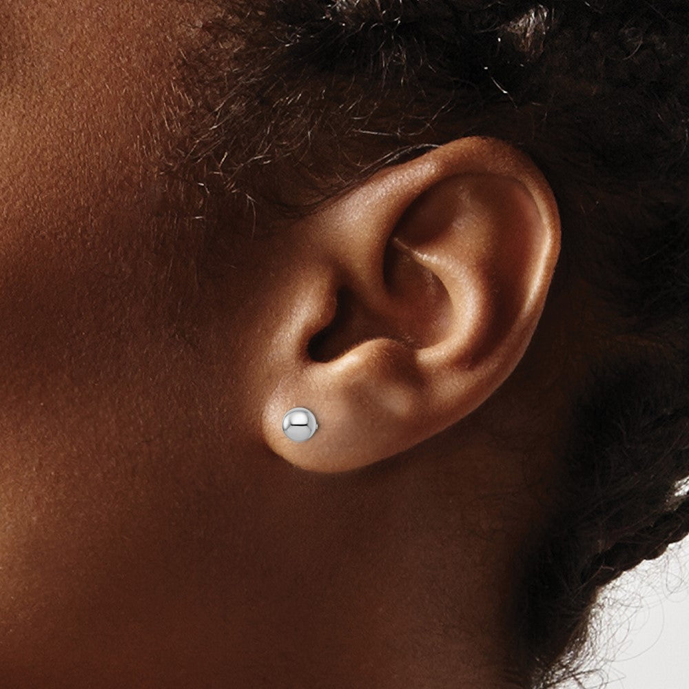 Sterling Silver Rhodium Plated 5mm Polished Ball Post Earrings