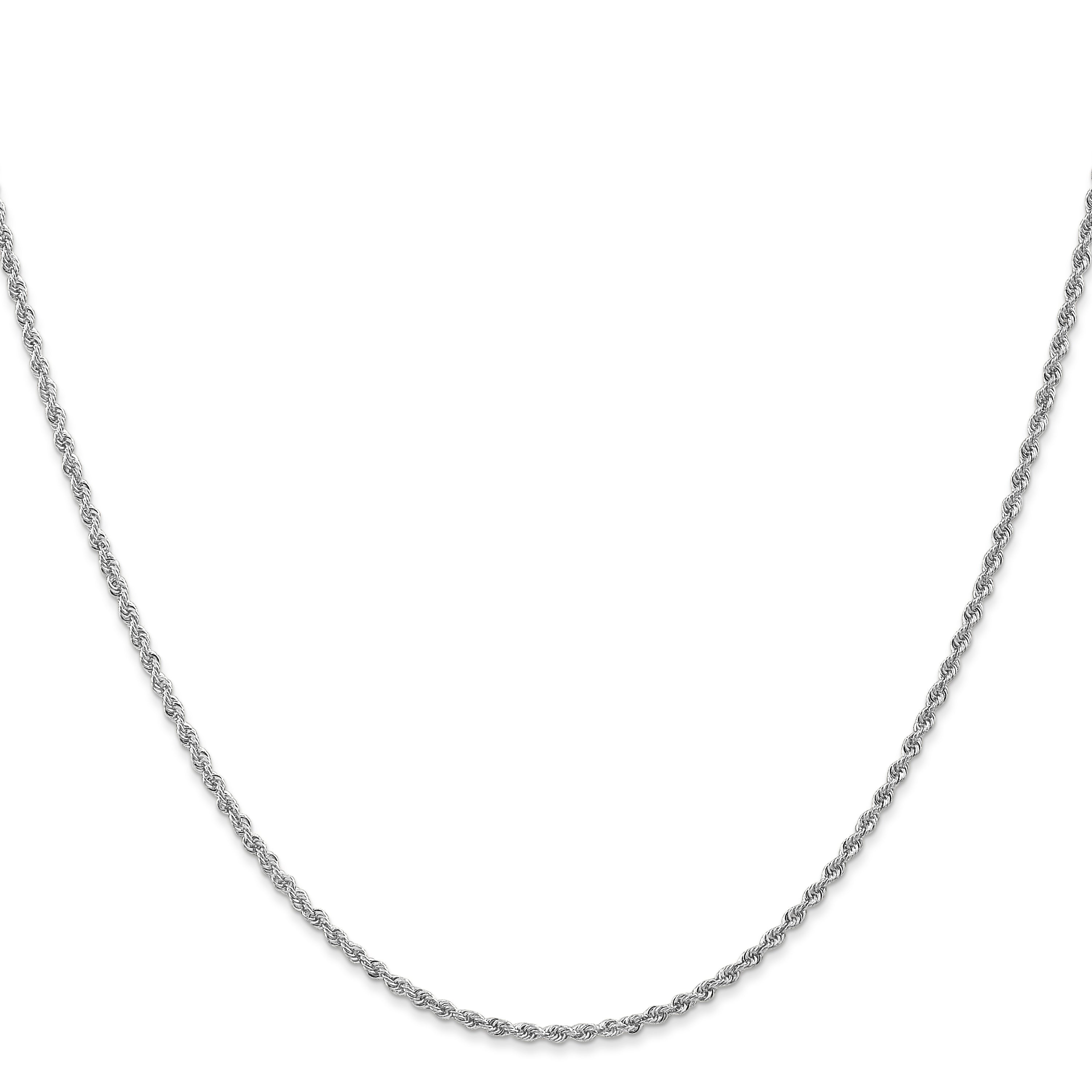 14K White Gold 22 Inch 1.5mm Regular Rope With Lobster Clasp Chain Necklace