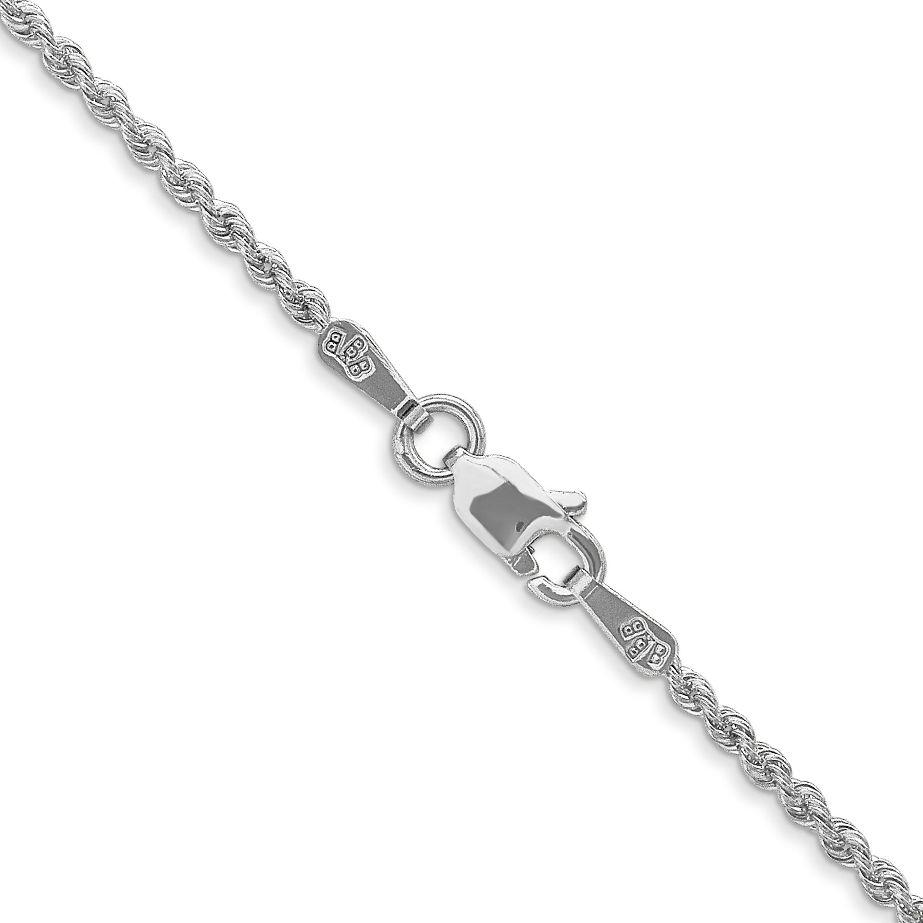 14K White Gold 22 Inch 1.5mm Regular Rope With Lobster Clasp Chain Necklace