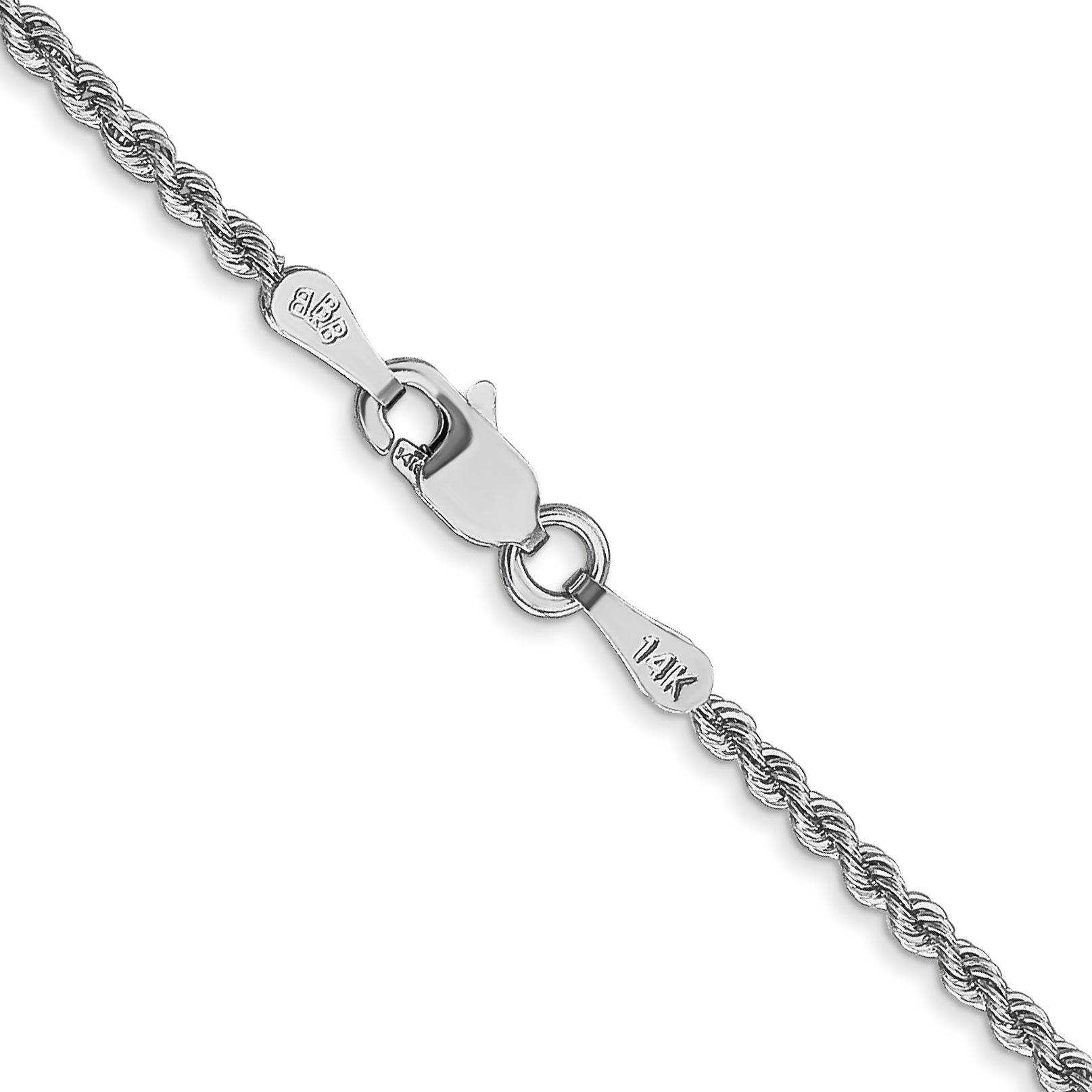 14k Yellow Gold 2mm Regular Rope with Lobster Clasp Chain Necklace