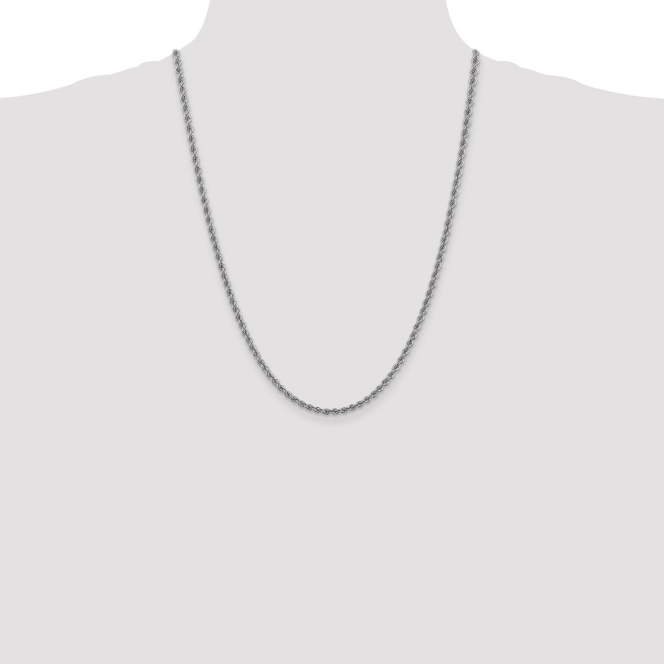 14k Yellow Gold 24 inch 3mm Regular Rope with Lobster Clasp Chain Necklace