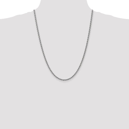 14k Yellow Gold 24 inch 3mm Regular Rope with Lobster Clasp Chain Necklace