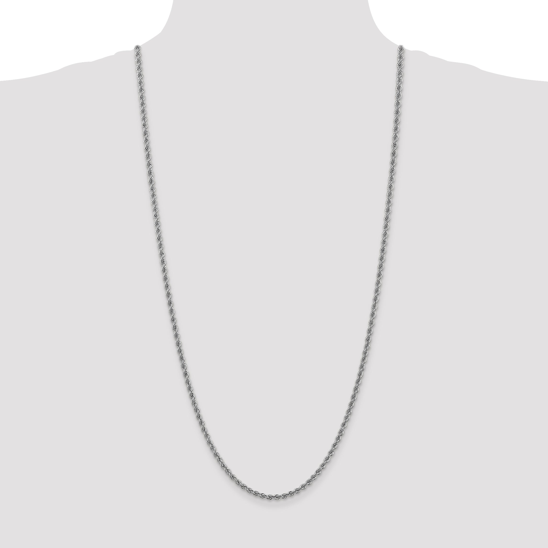 14k Yellow Gold 30 inch 3mm Regular Rope with Lobster Clasp Chain Necklace