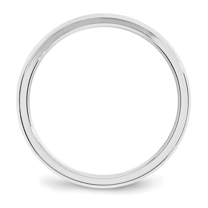 14k White Gold 3mm Beveled Edge Comfort Fit Wedding Band Ring