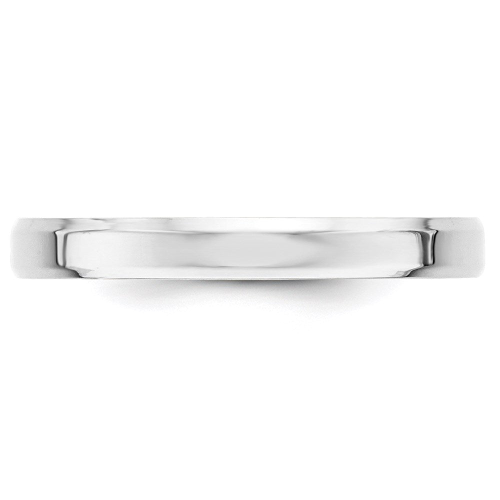 14k White Gold 3mm Beveled Edge Comfort Fit Wedding Band Ring
