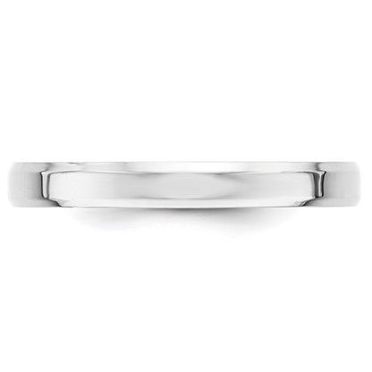 14k White Gold 3mm Beveled Edge Comfort Fit Wedding Band Ring