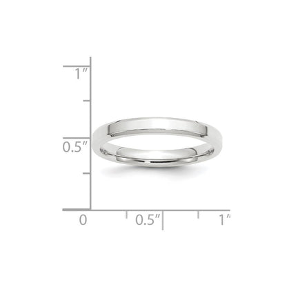 10k White Gold 3mm Beveled Edge Comfort Fit Wedding Band Ring
