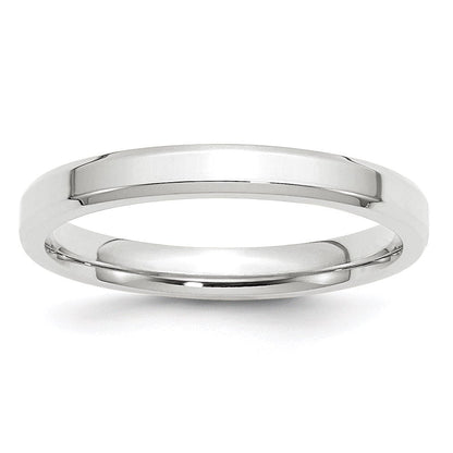 14k White Gold 3mm Beveled Edge Comfort Fit Wedding Band Ring
