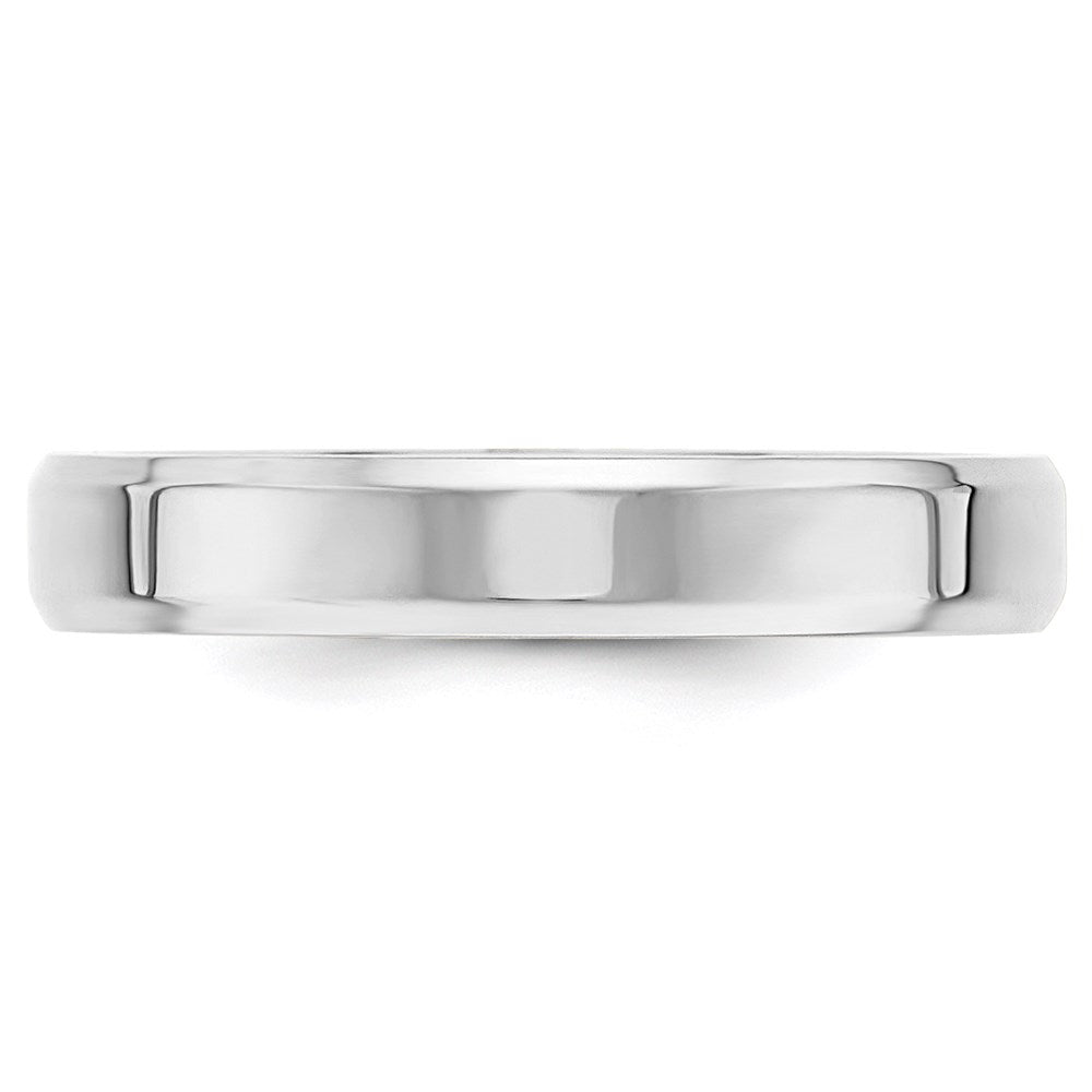 14k White Gold 4mm Beveled Edge Comfort Fit Wedding Band Ring