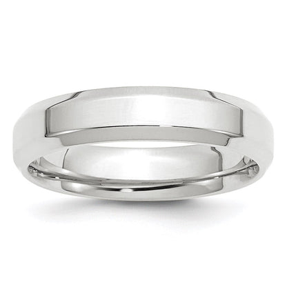 10k White Gold 5mm Beveled Edge Comfort Fit Wedding Band Ring