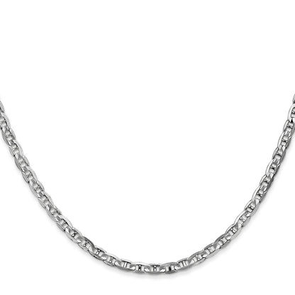 14K White Gold 16 Inch 3mm Concave Anchor With Lobster Clasp Chain Necklace