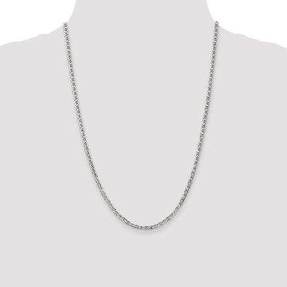 14K White Gold 24 Inch 3mm Concave Anchor With Lobster Clasp Chain Necklace