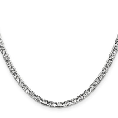 14K White Gold 24 Inch 3.75mm Concave Anchor With Lobster Clasp Chain Necklace