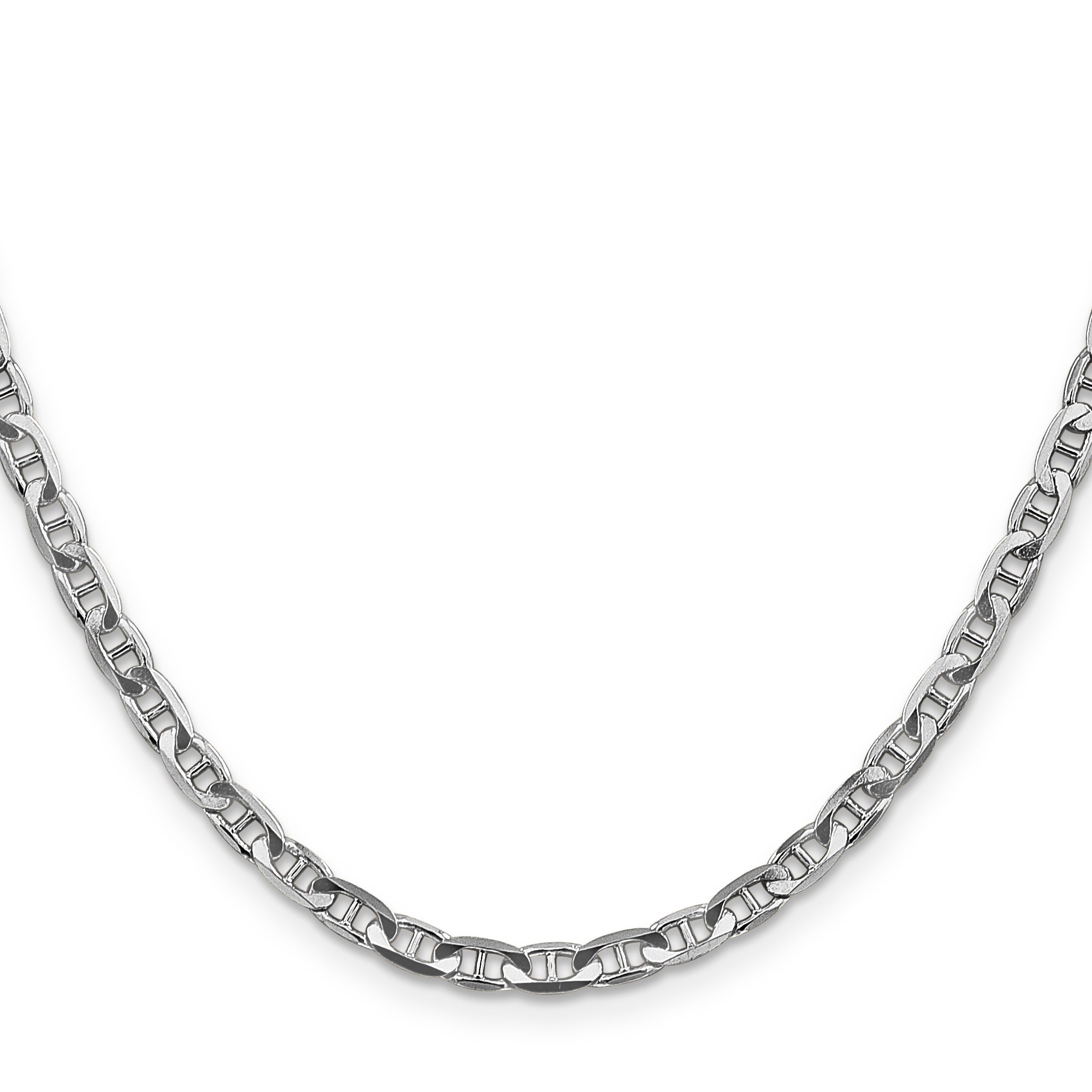 14K White Gold 18 Inch 3.75mm Concave Anchor With Lobster Clasp Chain Necklace