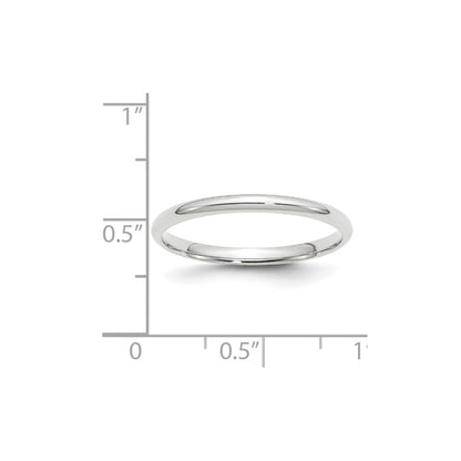 10k White Gold 2mm Lightweight Comfort Fit Wedding Band Ring