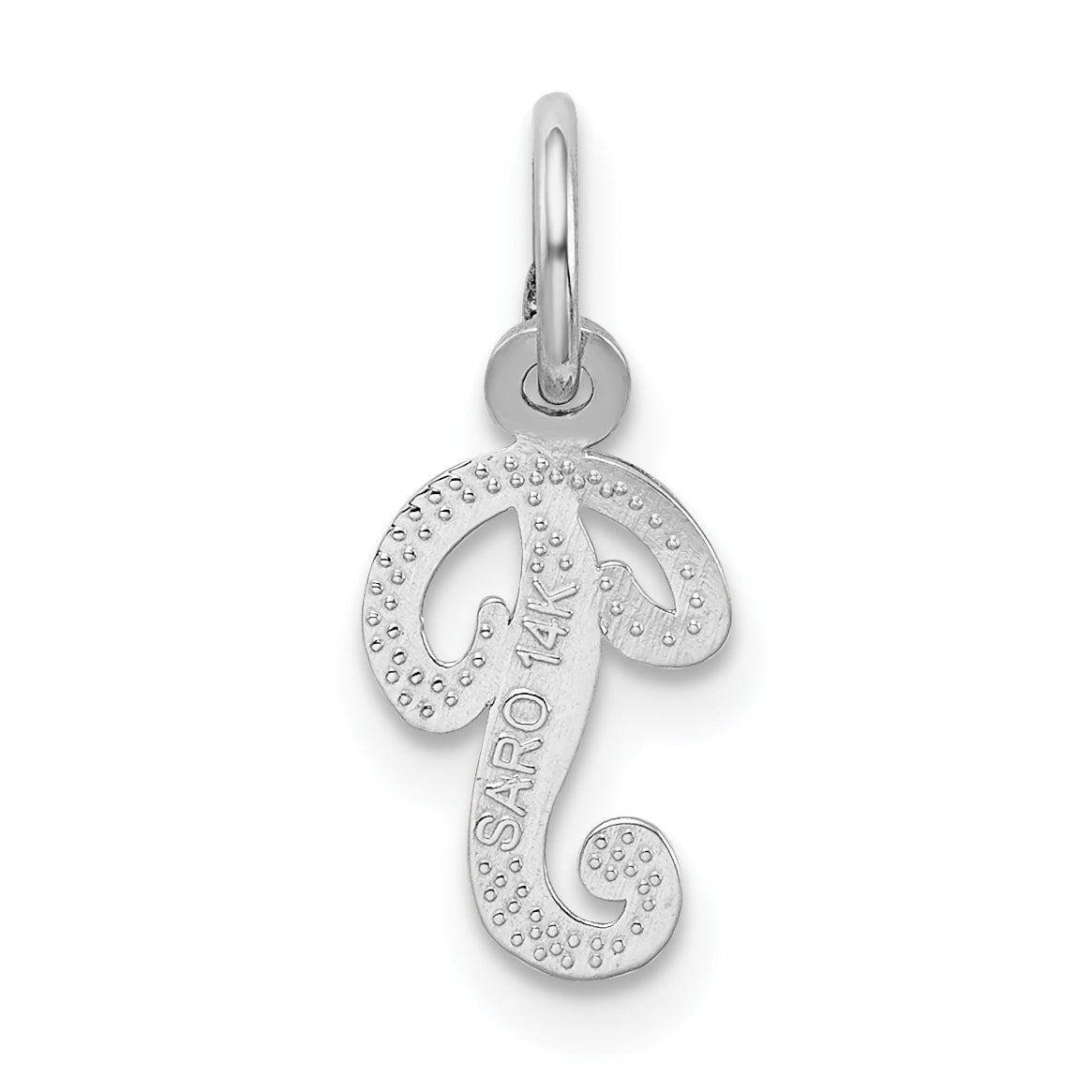 14K White Gold 14Kw Casted Script Letter P Initial Charm