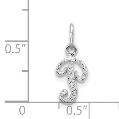 14K White Gold 14Kw Casted Script Letter P Initial Charm