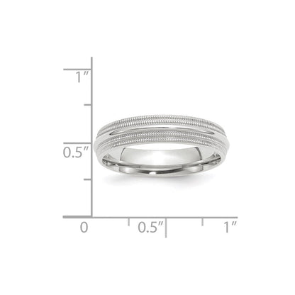 10k White Gold 5mm Double Milgrain Comfort Fit Wedding Band Ring