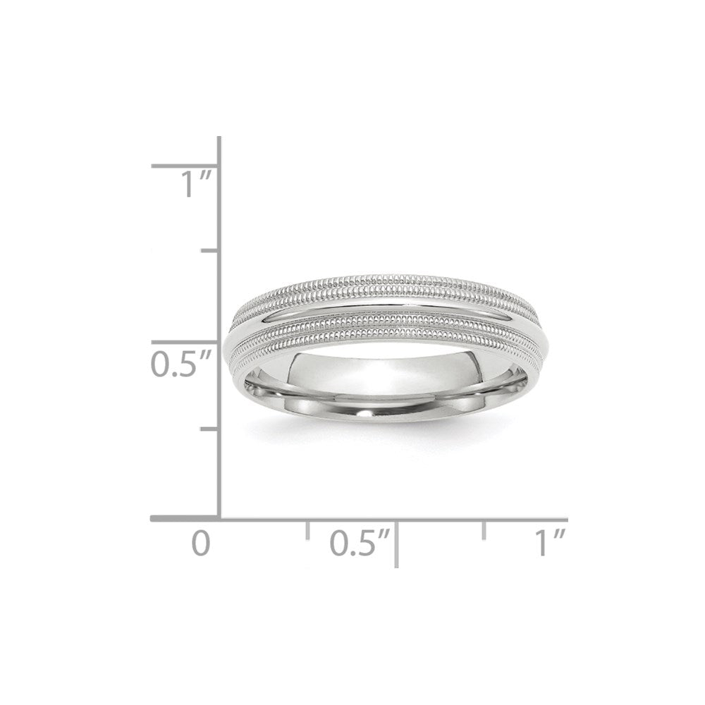 14k White Gold 5mm Double Milgrain Comfort Fit Wedding Band Ring