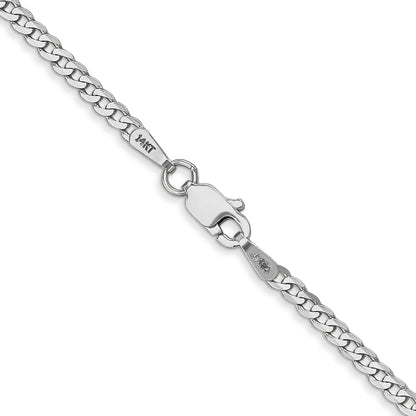 20 Inch 14K White Gold 2.2mm Flat Beveled Curb Chain Necklace