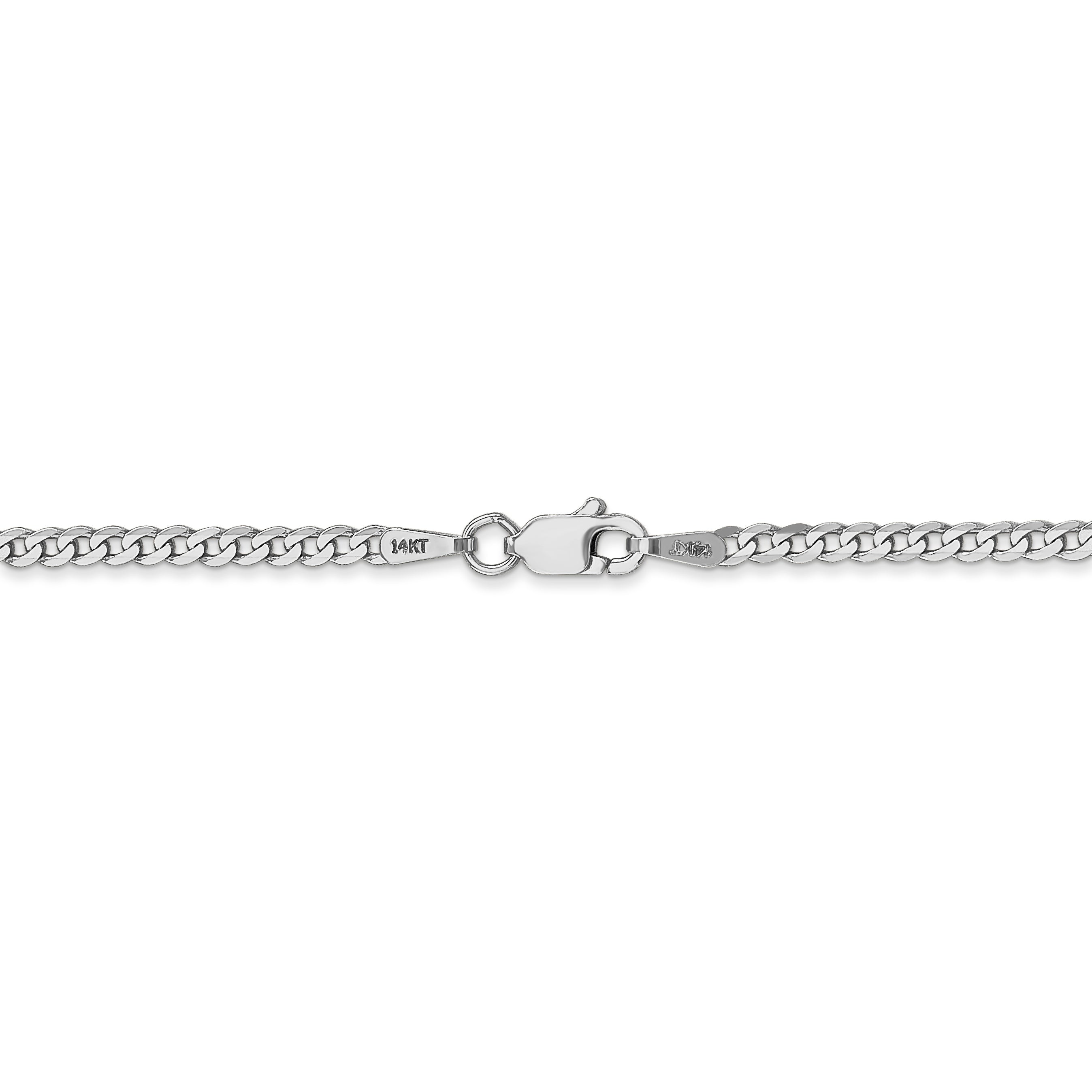 20 Inch 14K White Gold 2.2mm Flat Beveled Curb Chain Necklace