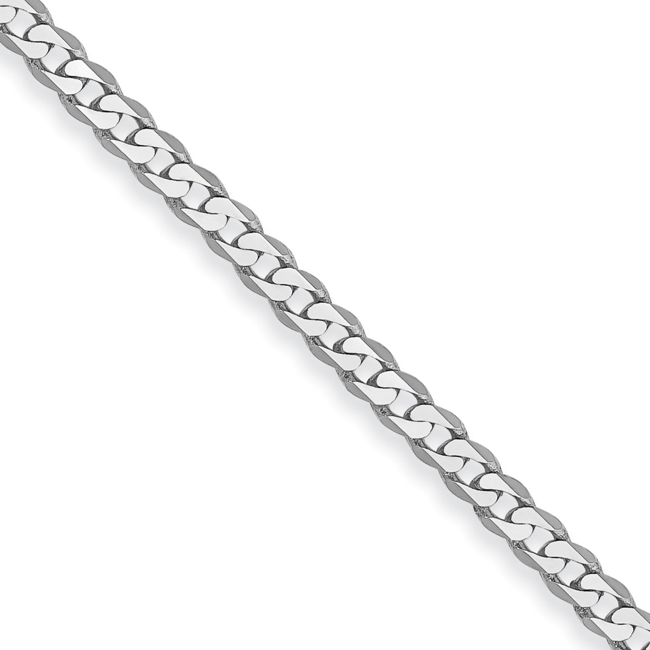 20 Inch 14K White Gold 2.2mm Flat Beveled Curb Chain Necklace